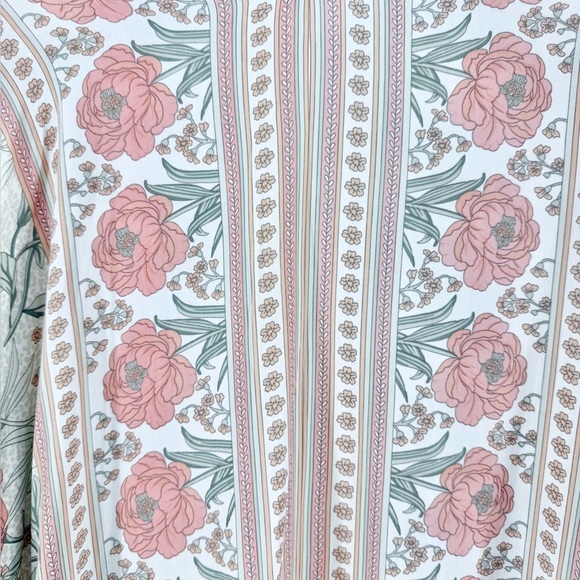 Plus Size Pink Mixed Floral Fringe Trim Cover Up Duster Sz 2X-3X - Picture 5 of 7